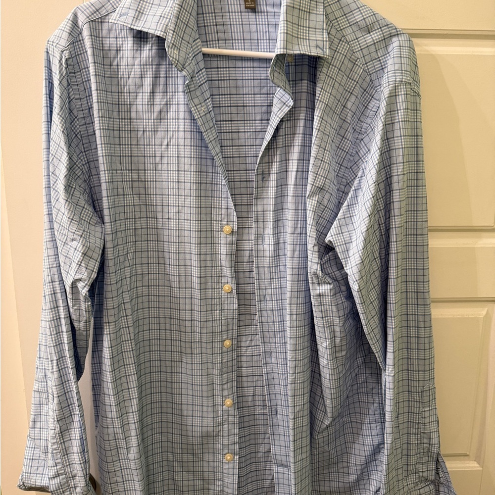 Peter Millar Light Blue Plaid Button Down‎ Shirt